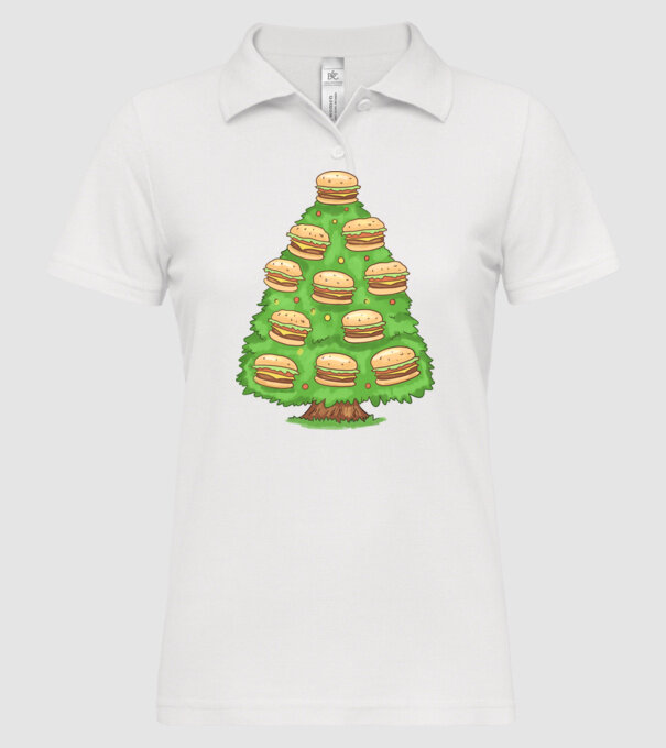 Hamburger karácsonyfa minta fehér pólón