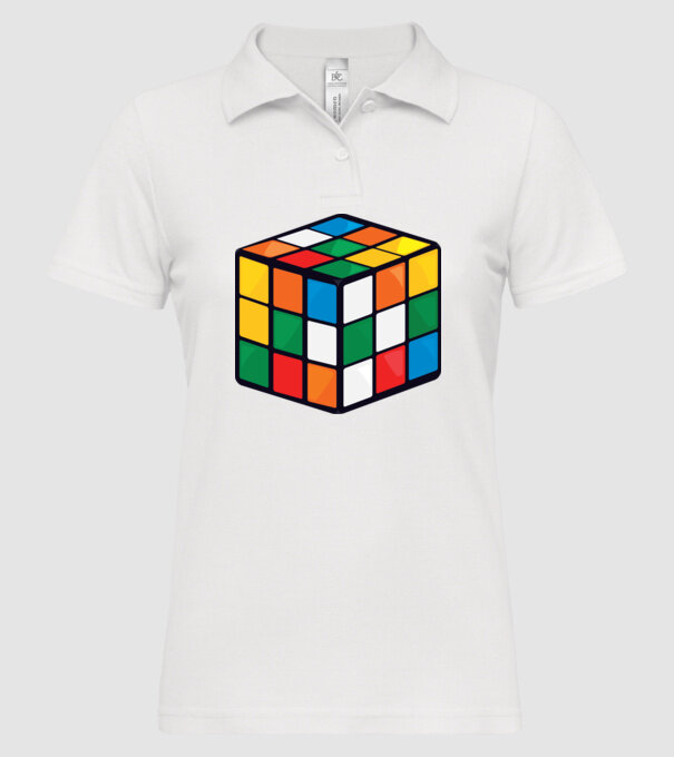 Rubik kocka minta fehér pólón