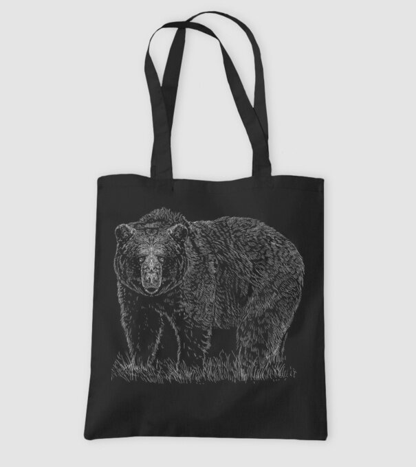 Grizzly medve minta fekete pólón