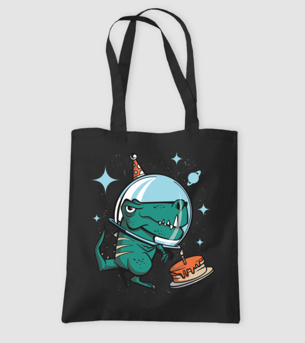 Űrhajós T-rex minta fekete pólón