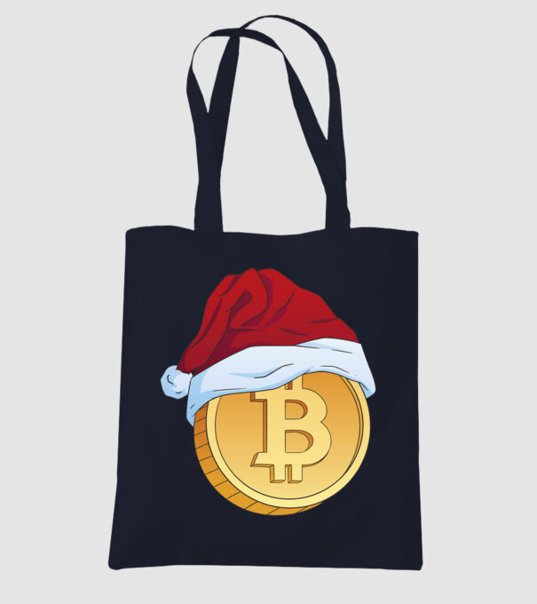 Karácsonyi bitcoin minta sötétkék pólón