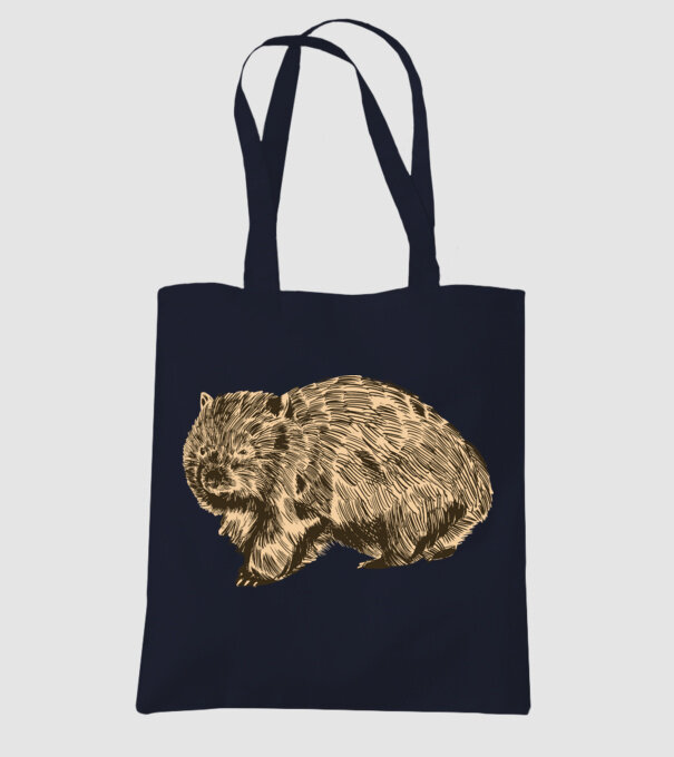 Wombat minta sötétkék pólón