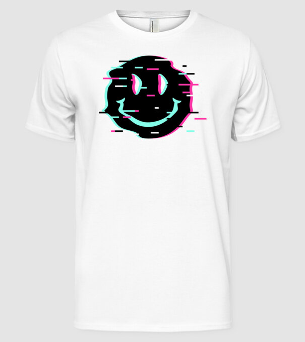 Neon smiley minta fehér pólón