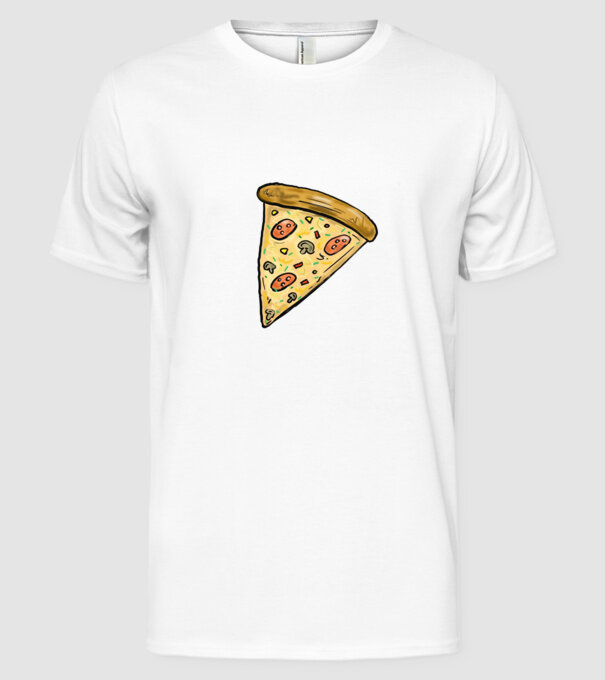 Pizzaszelet minta fehér pólón