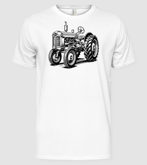 Retro traktor minta fehér pólón