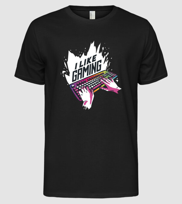 Gamer minta fekete pólón