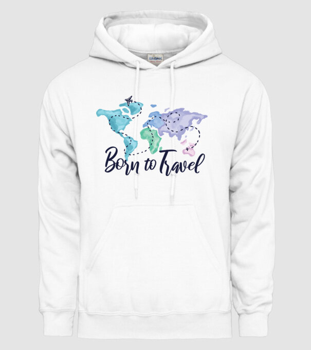 Born to travel minta fehér pólón