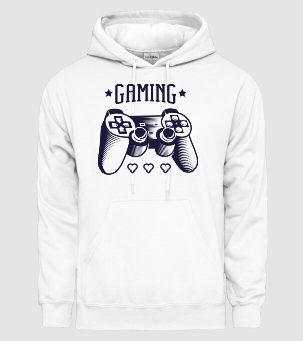 Gaming minta fehér pólón