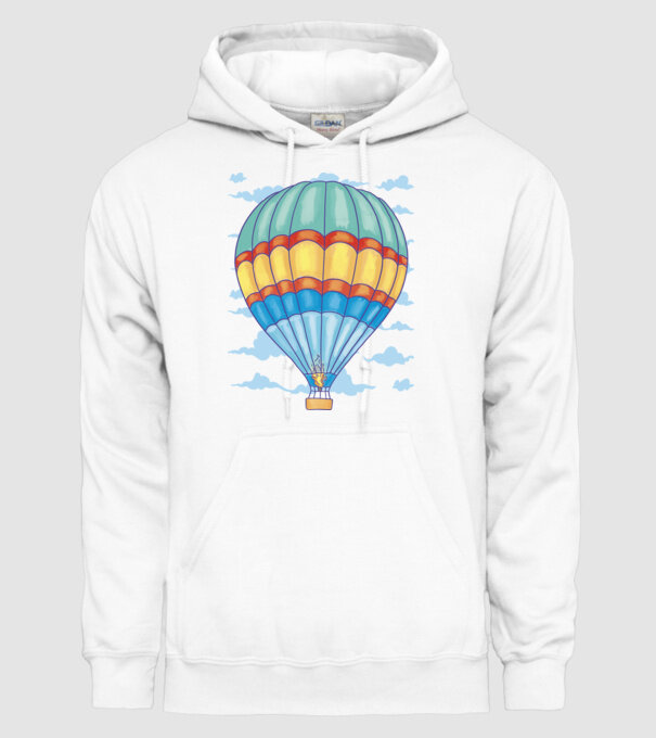 Hőlégballon minta fehér pólón
