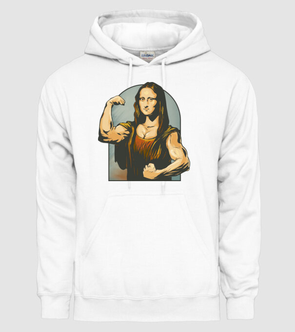 Kigyúrt Mona Lisa minta fehér pólón