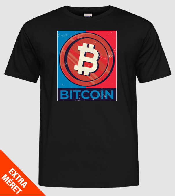Bitcoin minta fekete pólón