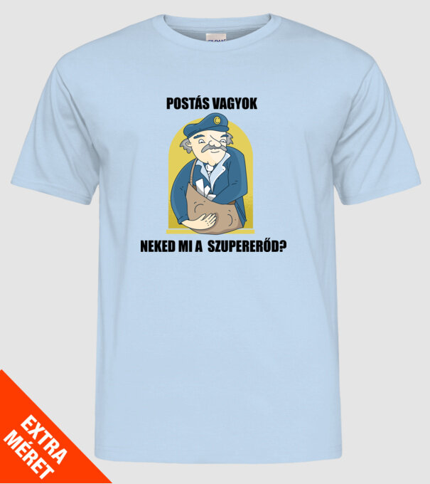 Postás minta világoskék pólón