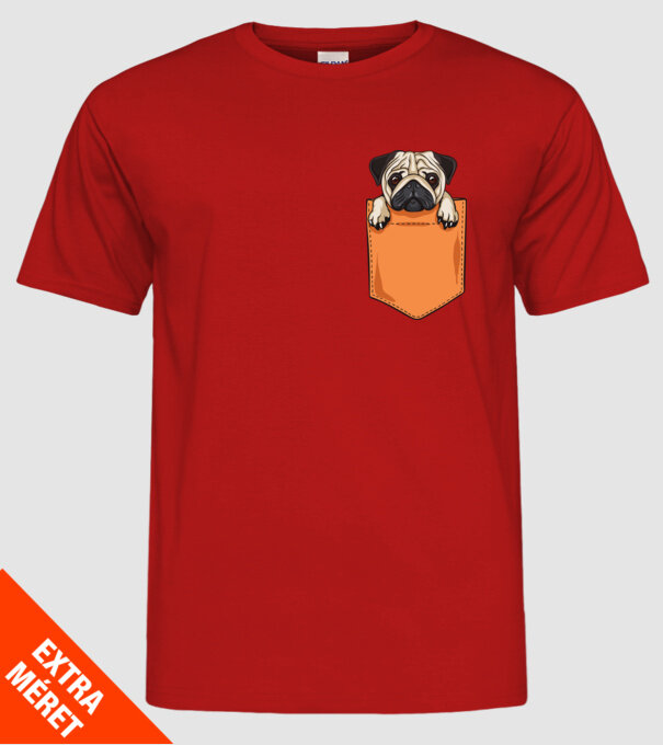 Mopsz zsebminta minta piros pólón