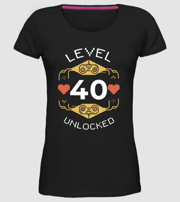 Level 40 unlocked minta fekete pólón