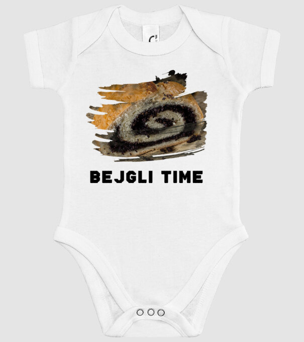 Bejgli Time minta fehér pólón