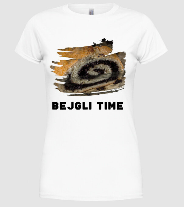 Bejgli Time minta fehér pólón