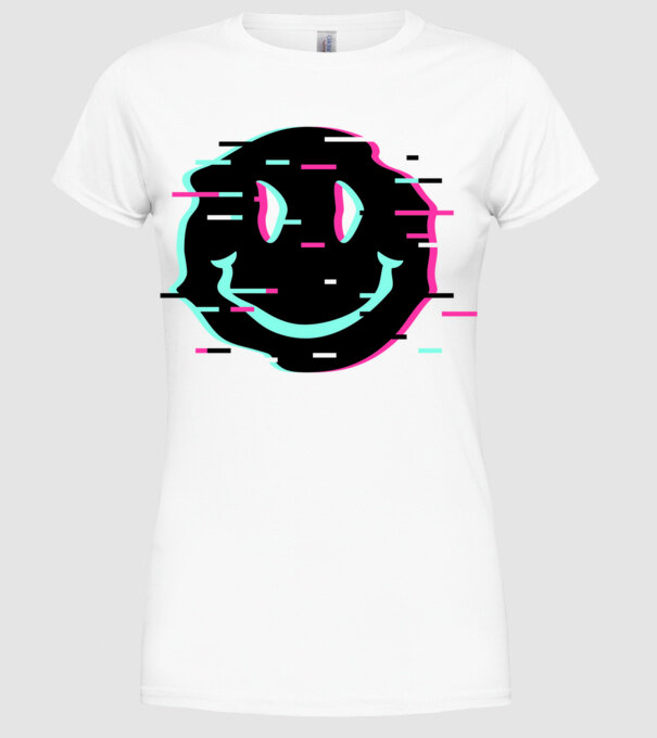 Neon smiley minta fehér pólón