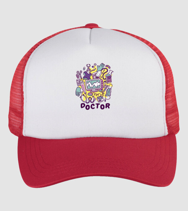 Doktor minta fehér/piros pólón