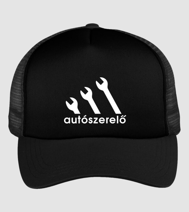 Autószerelő minta fekete pólón