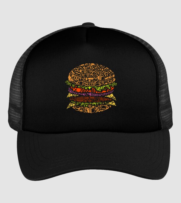 Hamburger minta fekete pólón