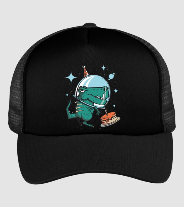 Űrhajós T-rex minta fekete pólón