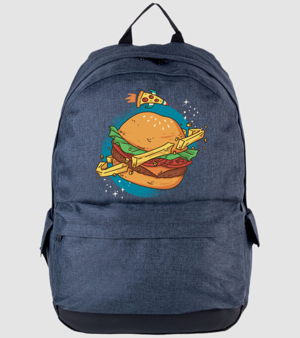 Burger bolygó minta farmerkék pólón