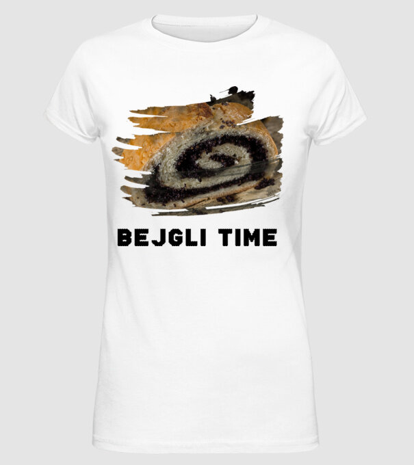Bejgli Time minta fehér pólón