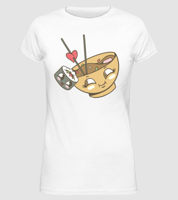 Sushi minta fehér pólón