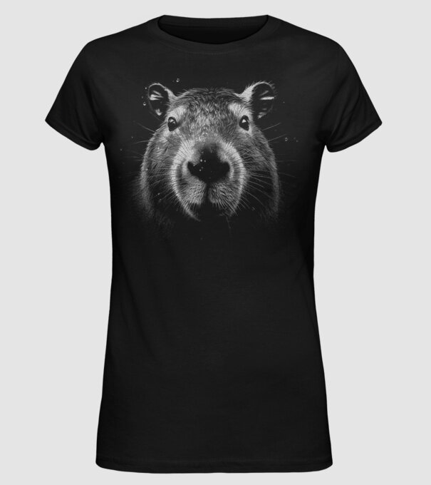 Capybara fej minta fekete pólón