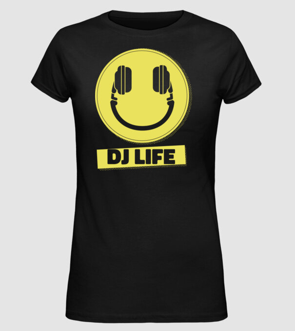 DJ life minta fekete pólón