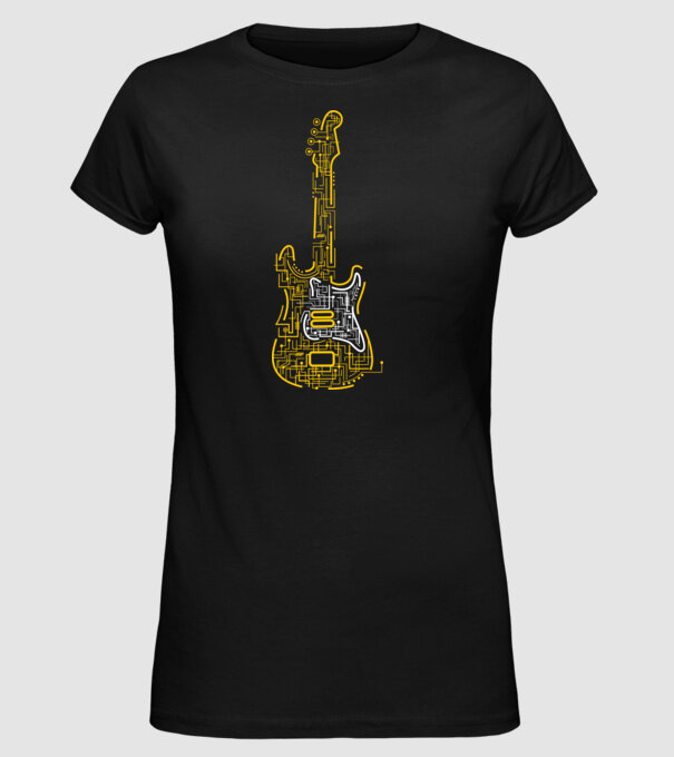 Elektromos gitár minta fekete pólón