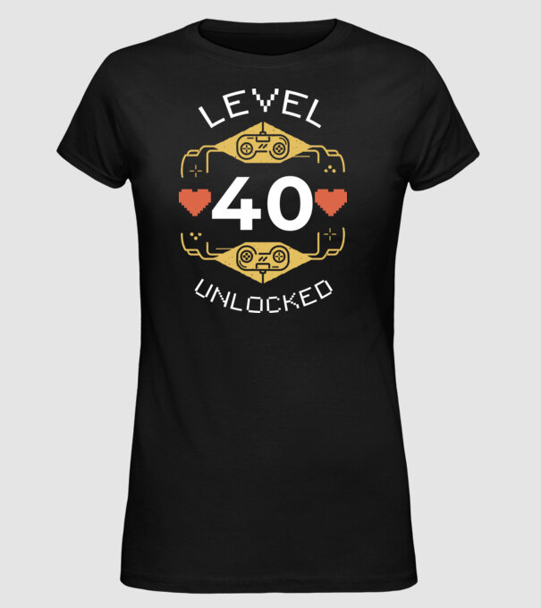 Level 40 unlocked minta fekete pólón