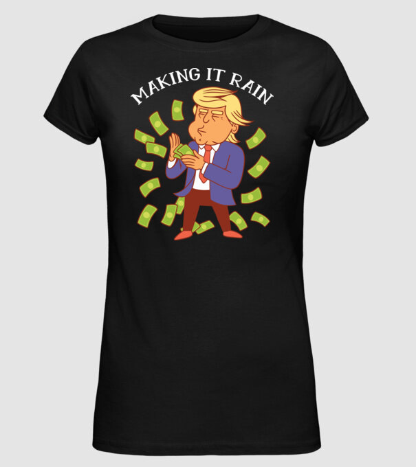 Trump és a pénz minta fekete pólón