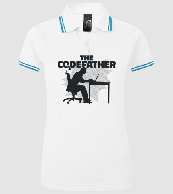 The Codefather minta fehér pólón
