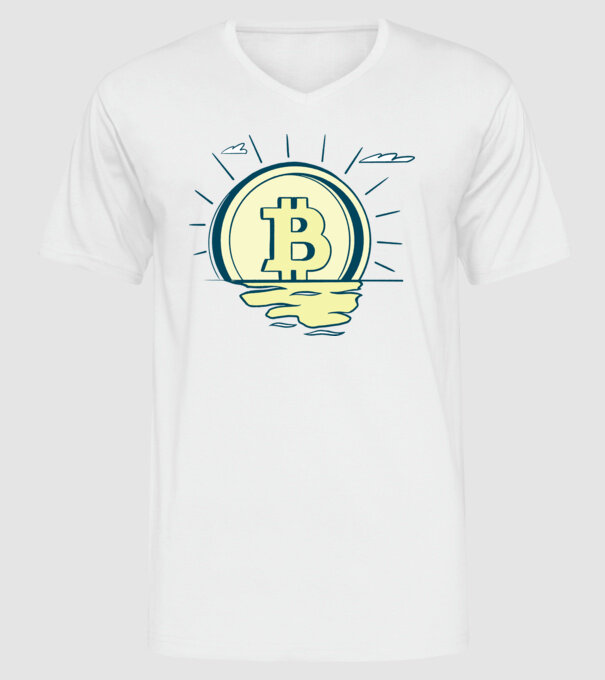 Bitcoin  minta fehér pólón