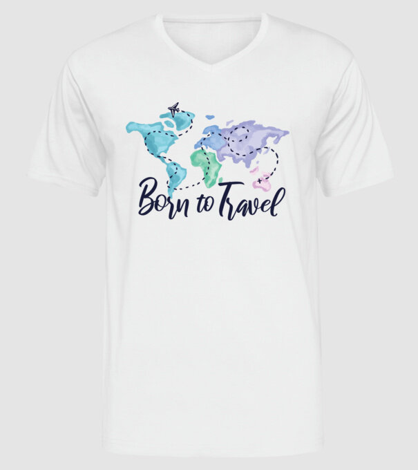 Born to travel minta fehér pólón