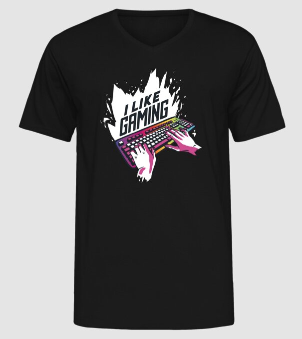 Gamer minta fekete pólón