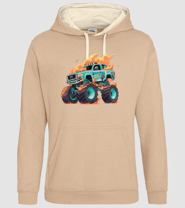 Monster truck minta homokszín pólón