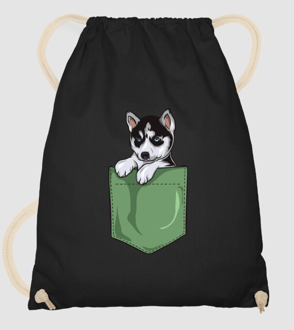 Husky zsebminta minta fekete pólón