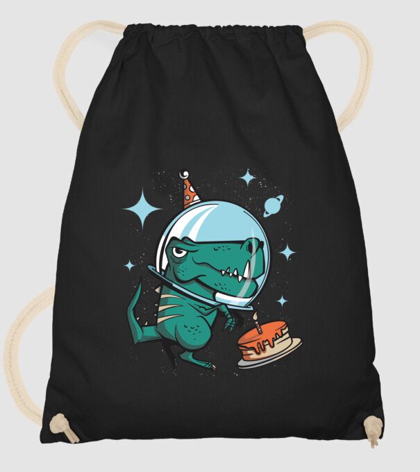 Űrhajós T-rex minta fekete pólón