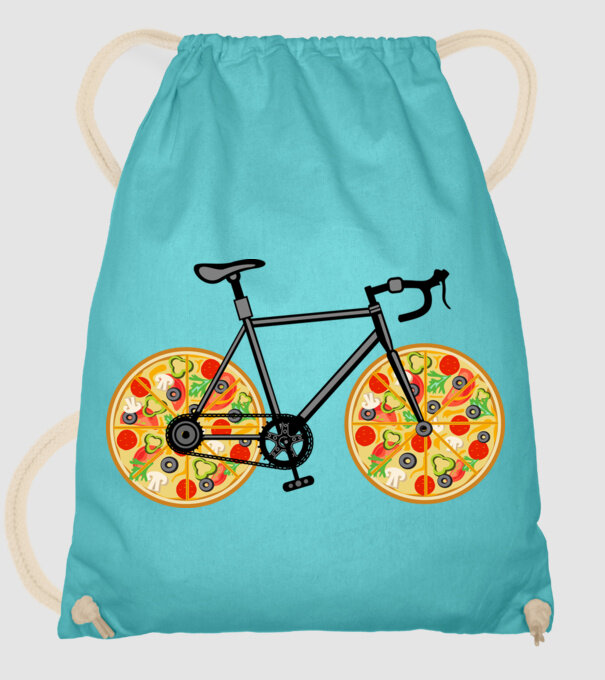 Pizza bicikli minta türkiz pólón