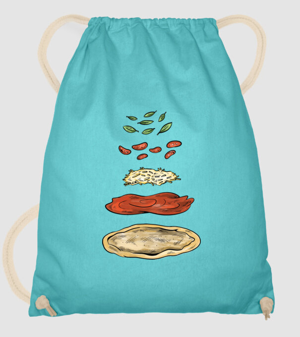 Pizza hozzávalók minta türkiz pólón