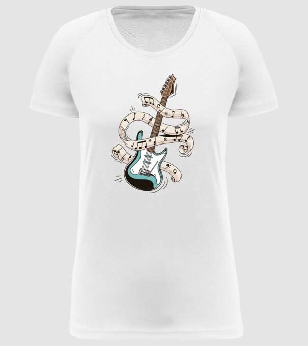 Elektromos gitár minta fehér pólón