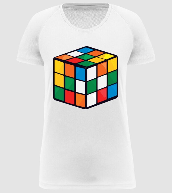 Rubik kocka minta fehér pólón