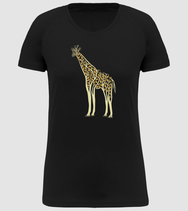 Zsiráf minta fekete pólón
