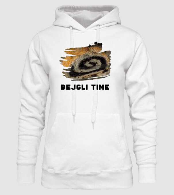 Bejgli Time minta fehér pólón