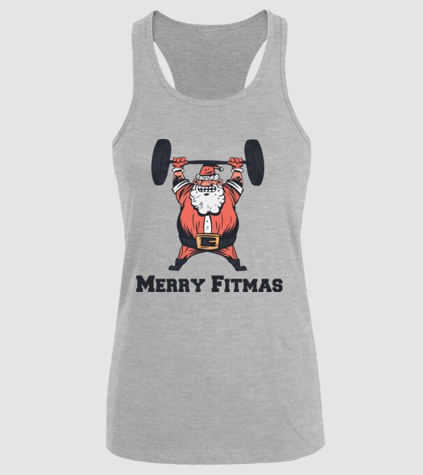 Merry Fitmas minta szürke pólón