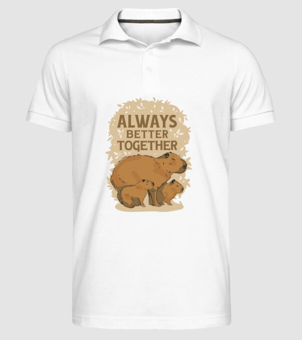 Capybara család minta fehér pólón