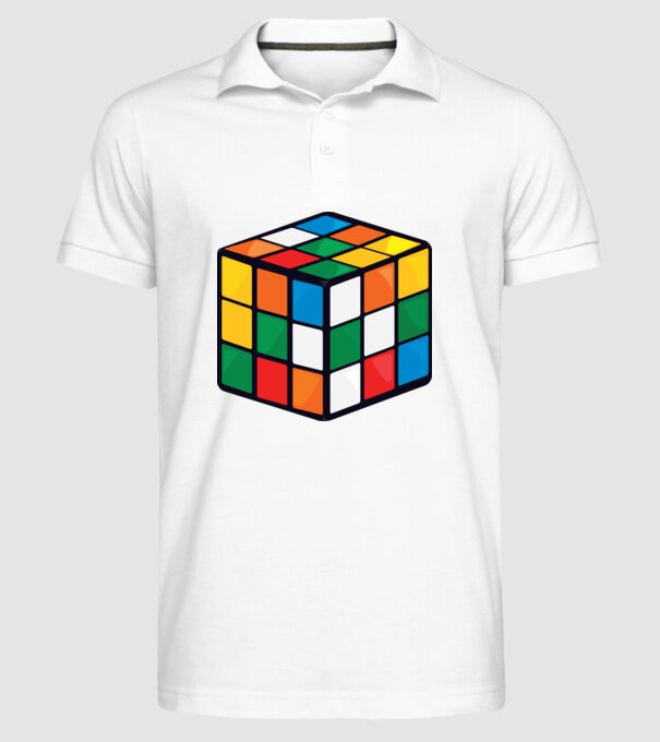 Rubik kocka minta fehér pólón