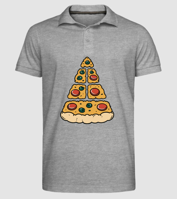 Pizza piramis minta szürke pólón